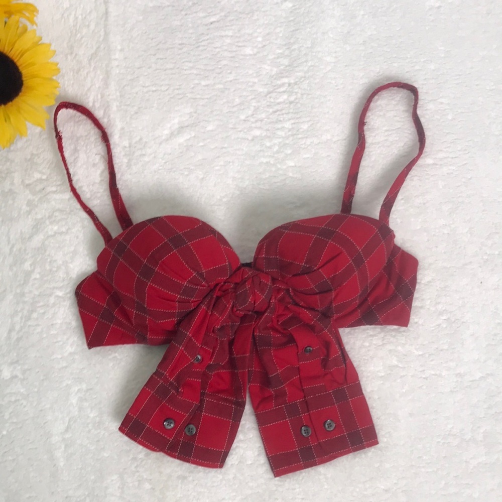Asher Levine Plaid Shirt Designed Crop - Picture 1 of 6